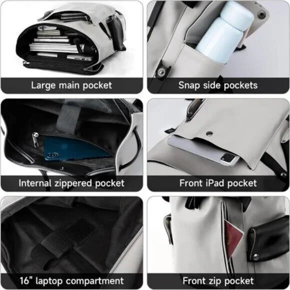 Retro PU Leather Travel Backpack 001